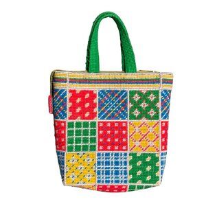 Handcrafted Columbia Minerva Corp Colorful Knit Tote Bag Women's Multicolor